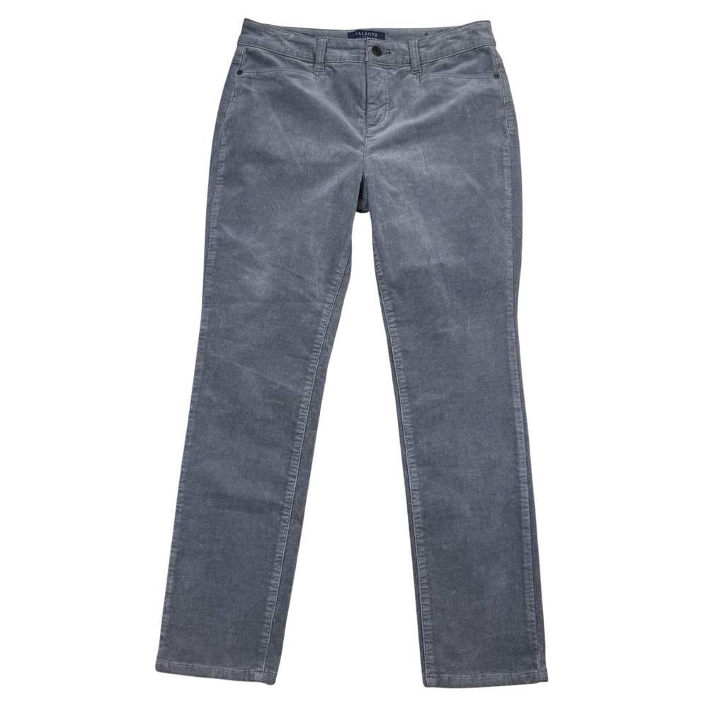 Talbot's High Rise Straight Leg Velveteen Pant Women's 8P Grey Office Preppy